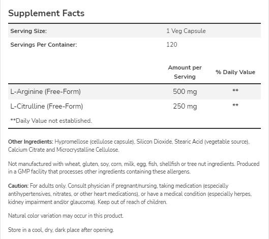 Arginin & Citrulline - 240 kapsul