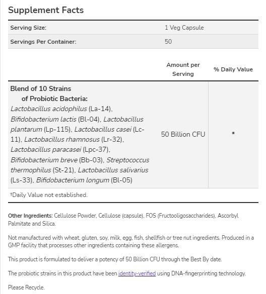 Probiotic-10 50 Billion - 50 капсули - Feel You