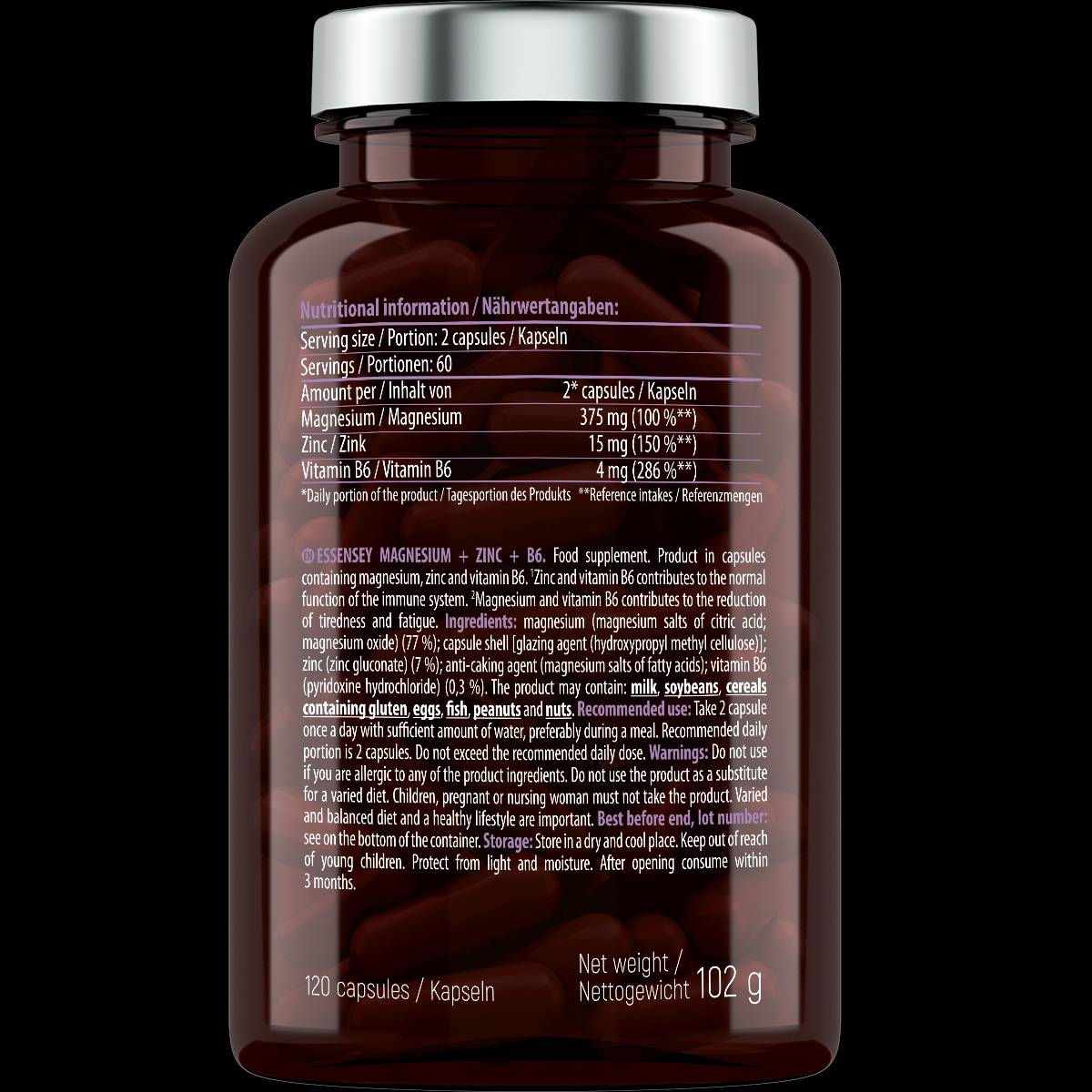 Magnezij + cink + b6 - 120 kapsul