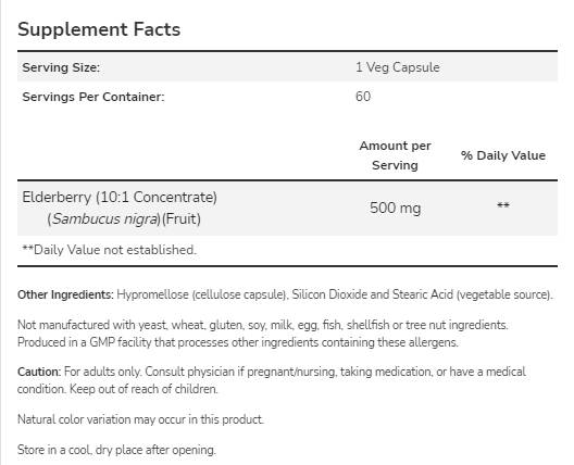 Elderberry 500 mg - 120 kapsul