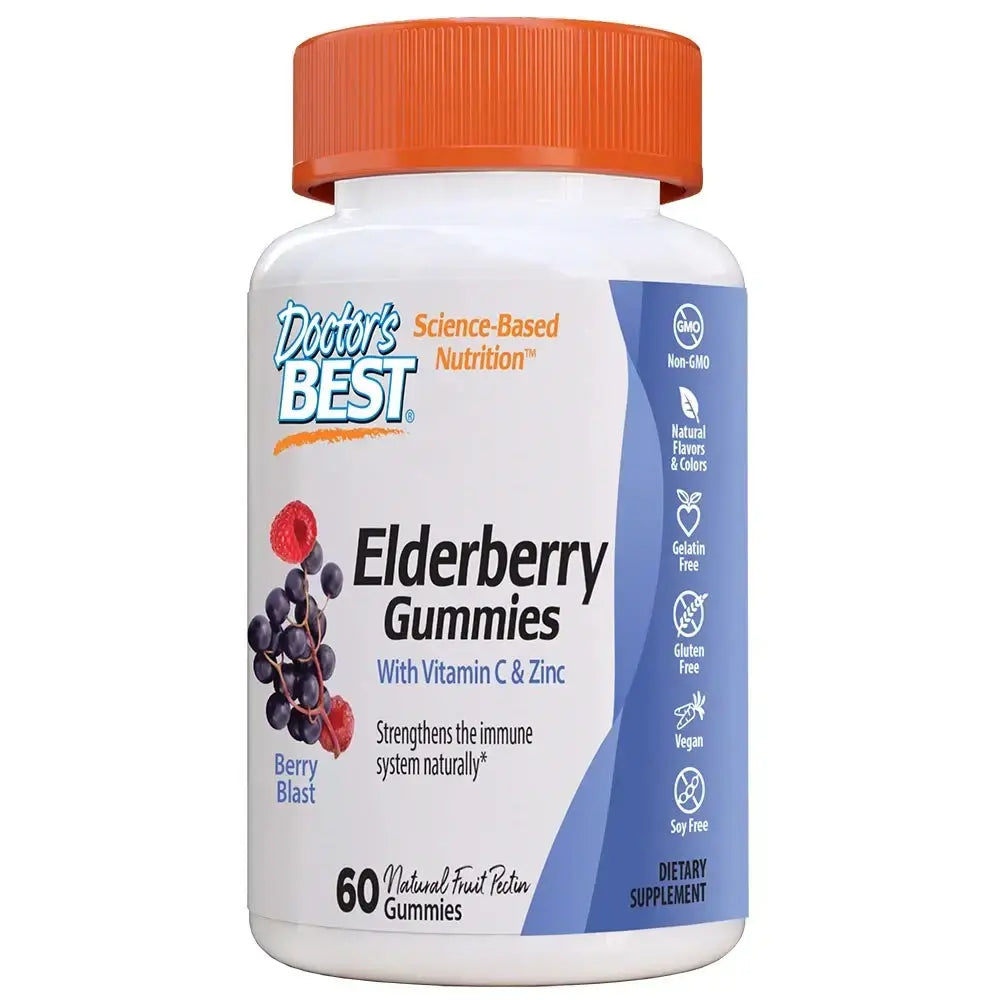 Elderberry žvečilne tablete za imuniteto z eprnoberry, vitaminom C in cinkom, 60 pcs