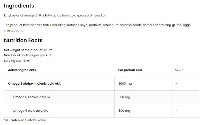 Elitna omega 3-6-9 tekočina | Vege 120 ml