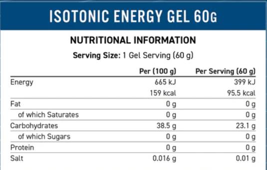 Izotonični energijski gel vzdržljivosti - 20 x 60 gramov