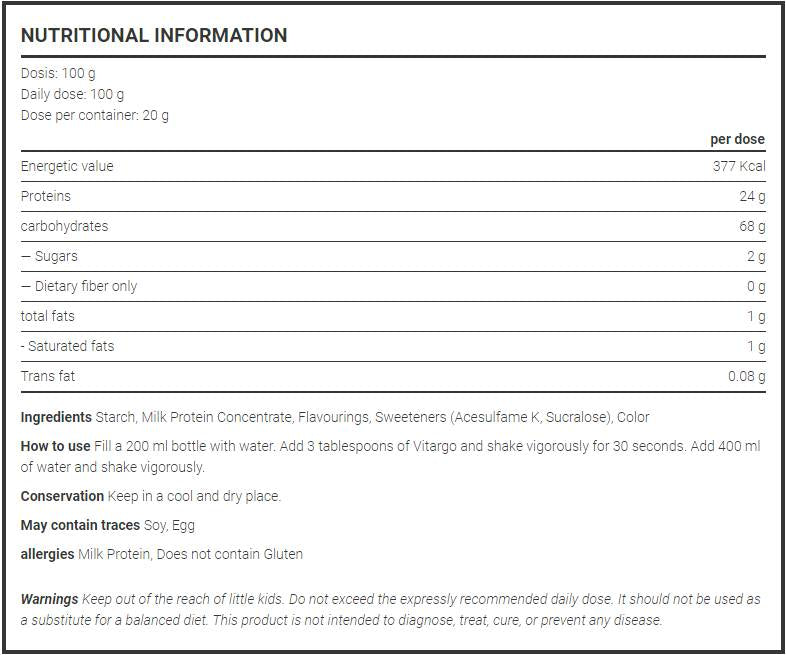<tc>VITARGO</tc> Objava | s koncentratom sirotkinih beljakovin - 2000 gramov