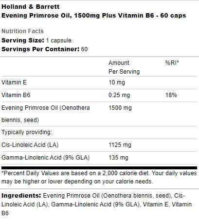 Večerno olje Primrose 1500 mg | Plus vitamin B6 - 60 kapsul