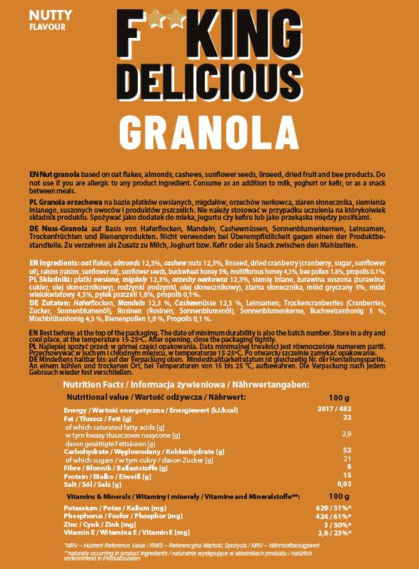 F ** King Delicious Granola | Nutty - 300 gramov