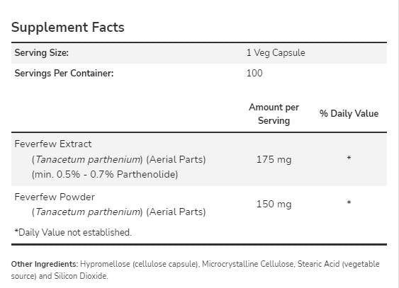 Feverfew 325 mg - 100 kapsul