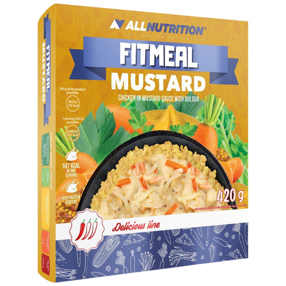 Fitmeal gorčica | Pripravljen za jesti z visoko beljakovinskimi obroki-420 gramov