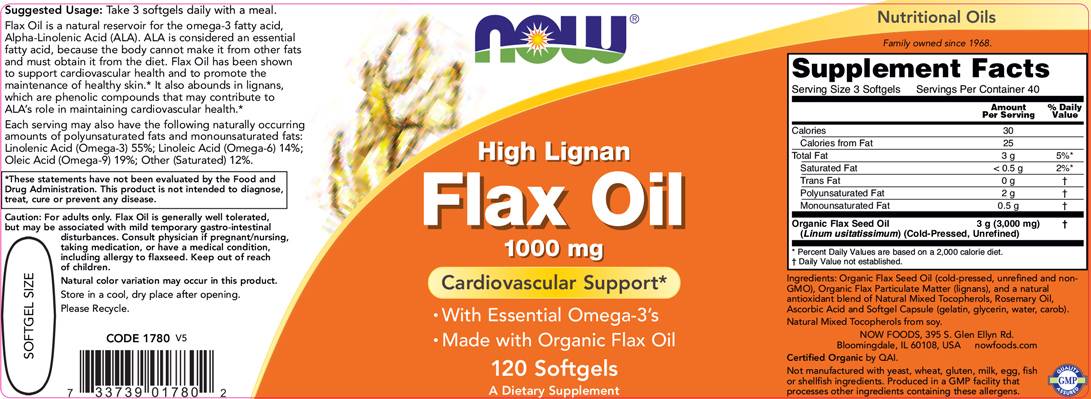 Laneno olje (visok ligna) 1000 mg - 120 gel kapsul
