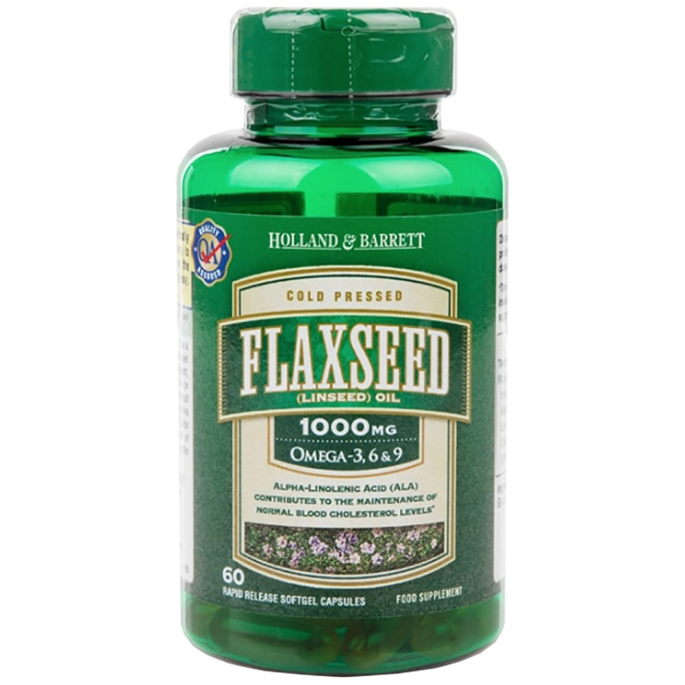Laneno laneno olje 1000 mg / omega 3-6-9-60 gel kapsul