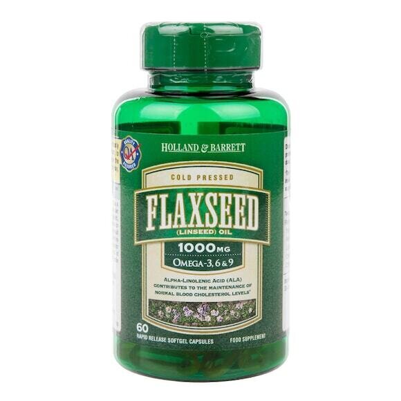 Laneno olje hladno stisnjeno (laneno olje) 1000mg 60 kapsule Holland & Barrett