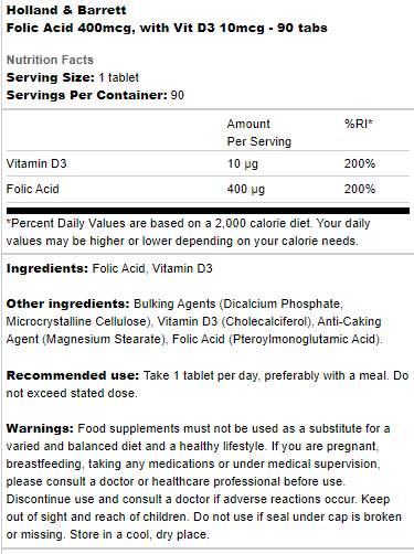 Folna kislina 400 mcg | Z VIT D3 10 mcg - 90 tablet