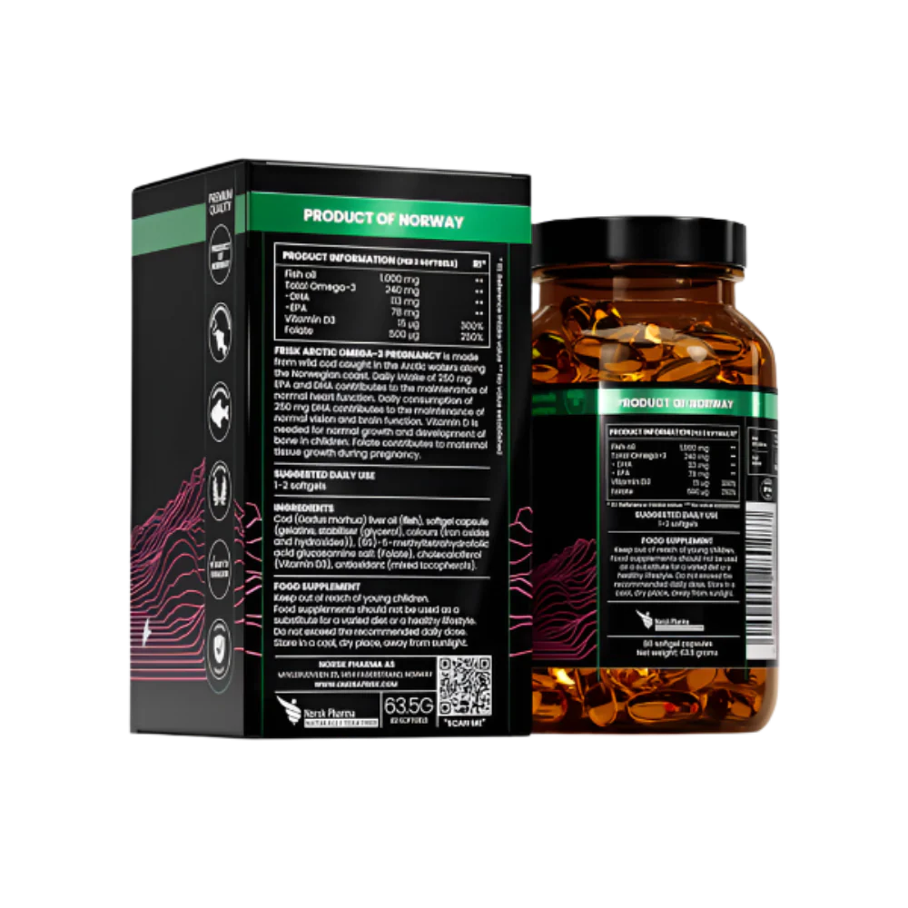 Arktična nosečnost-omega-3 za nosečnice-100% divjad z Norveške-80 kapsul