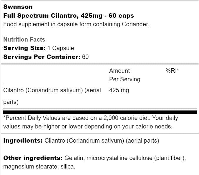Celoten spekter cilantro 425 mg 60 kapsul