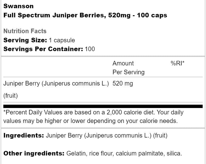 Popolni spekter juniper jagod 520 mg 60 kapsul