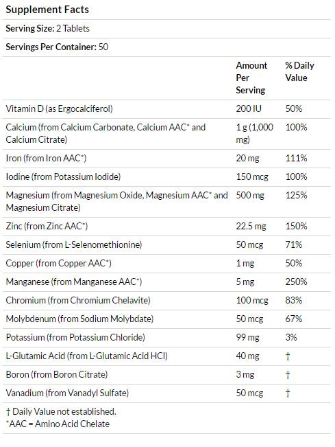 Minerali celotnega spektra - 100 tablet