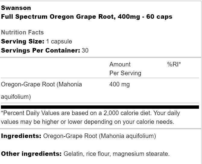Celoten spekter Oregon grozdna korenina 400 mg 60 kapsul