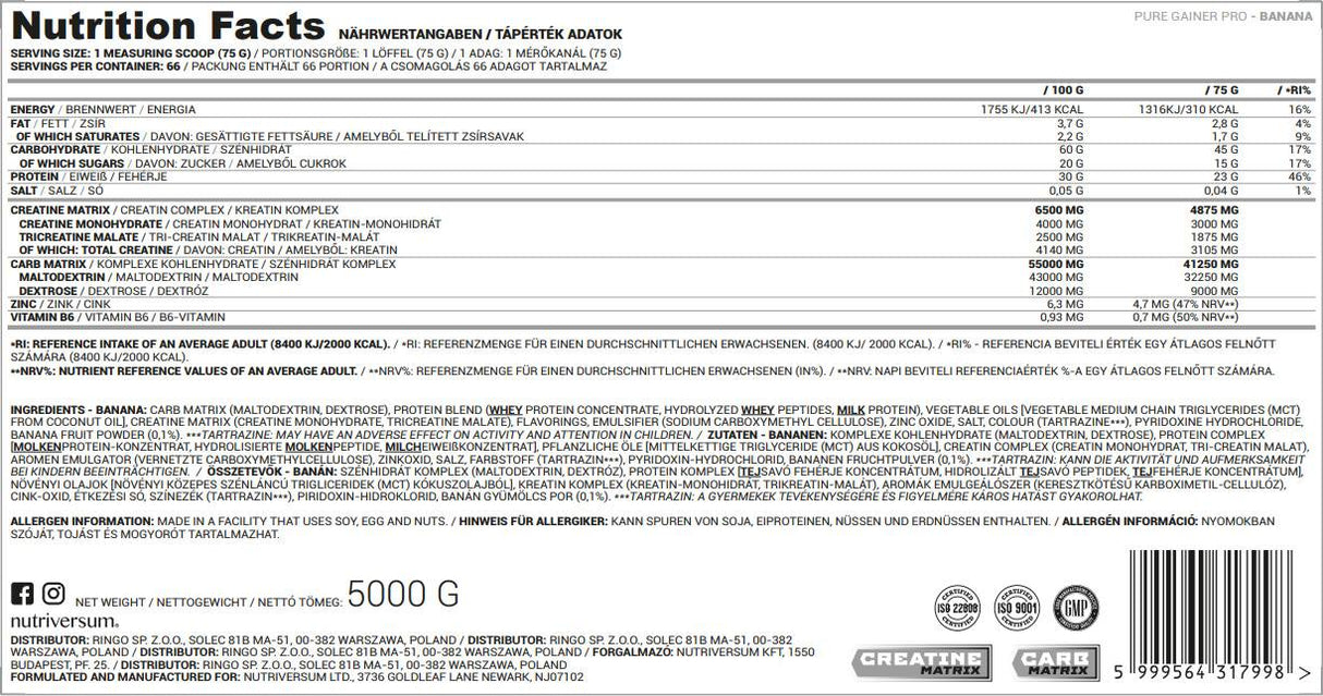 Gainer Pro Pure - 5000 gramov