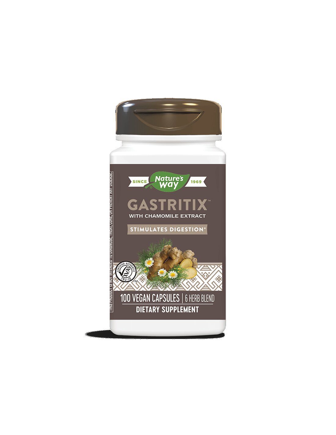 Gastritix ™ - zeliščna formula Gastritix ™ proti psu in napihnjenosti, 100 kapsul Nature Way