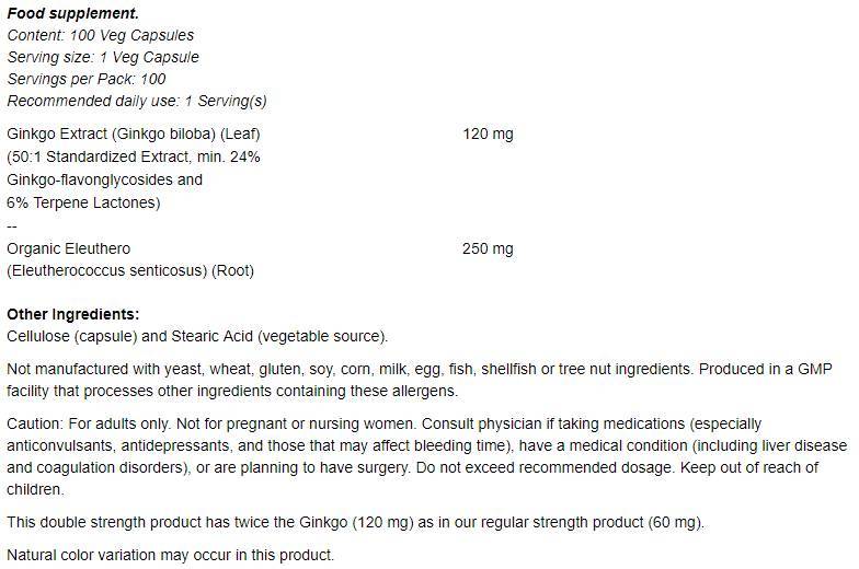Ginko biliba 120 mg / dvojna trdnost - 200 kapsul