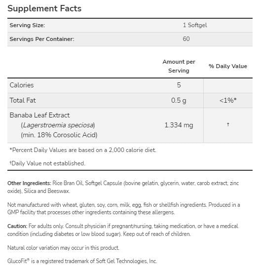 Glucofit® | Izvleček listov banaba - 60 gel kapsul