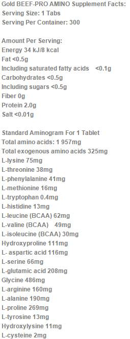 Zlato govedino -pro Amino Mega Tabs - 300 tablet