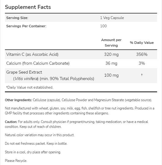 Grozdno seme 100mg | Standardizirani ekstrakt - 200 kapsul