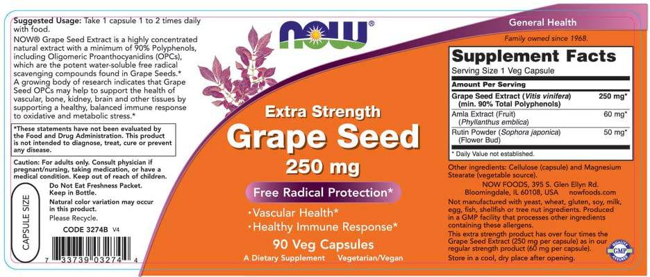 Grape seme 250 mg / dodatna trdnost - 90 kapsul