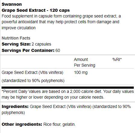 Ekstrakt grozdnih semen 50 mg 120 kapsul