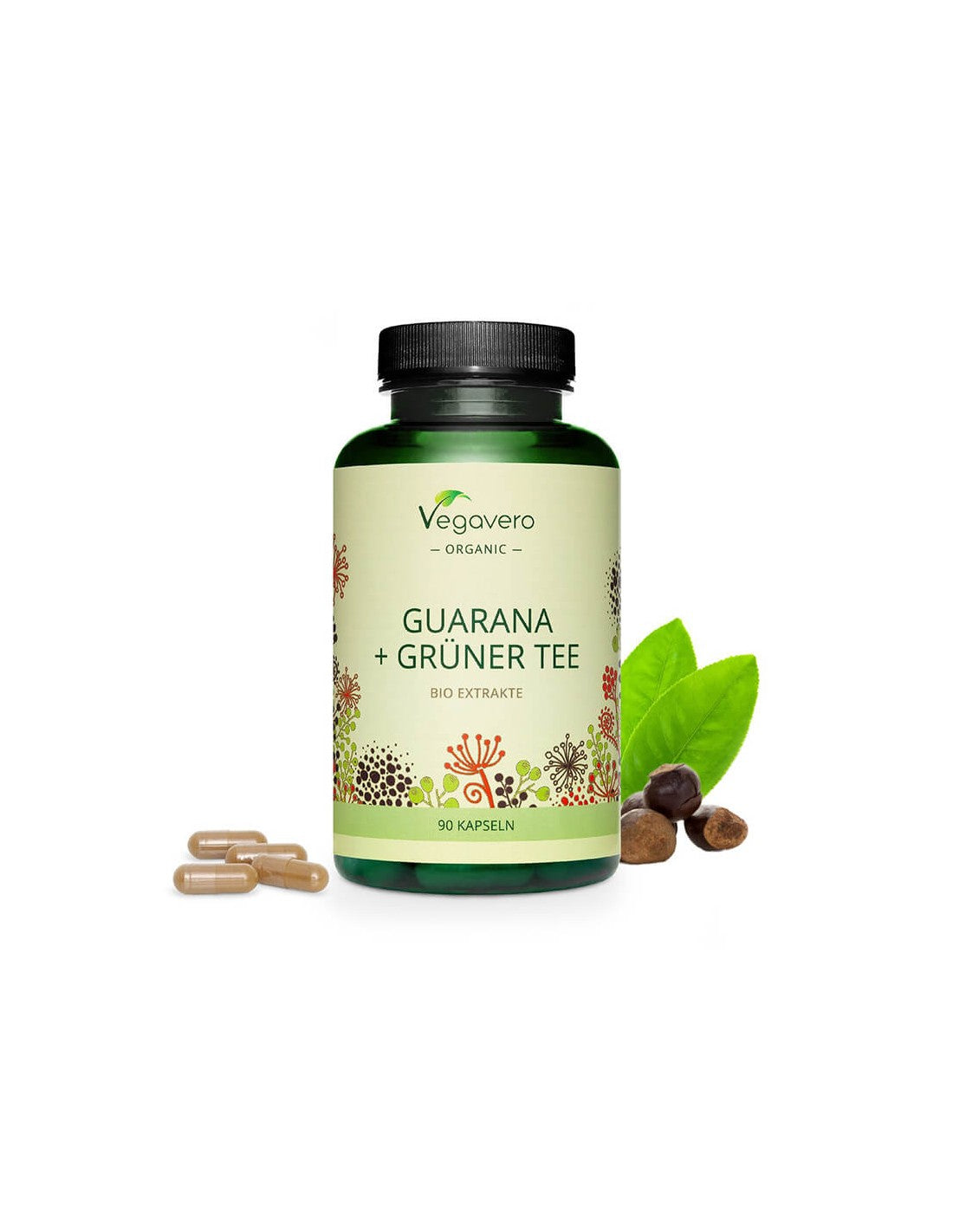 Guarana + Grüner Tee Bio Extrakte - Izvleček guarane in zelenega čaja, 90 <tc>Vegavero</tc> kapsule