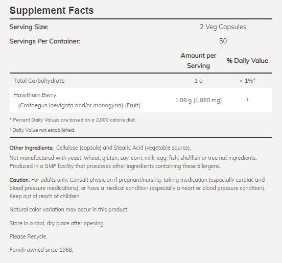 Hawthorn Berry 540 mg - 100 kapsul