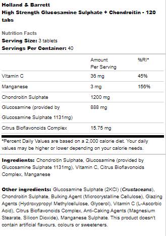 Visoka trdnost glukozamin sulfat + hondroitin - 120 tablet