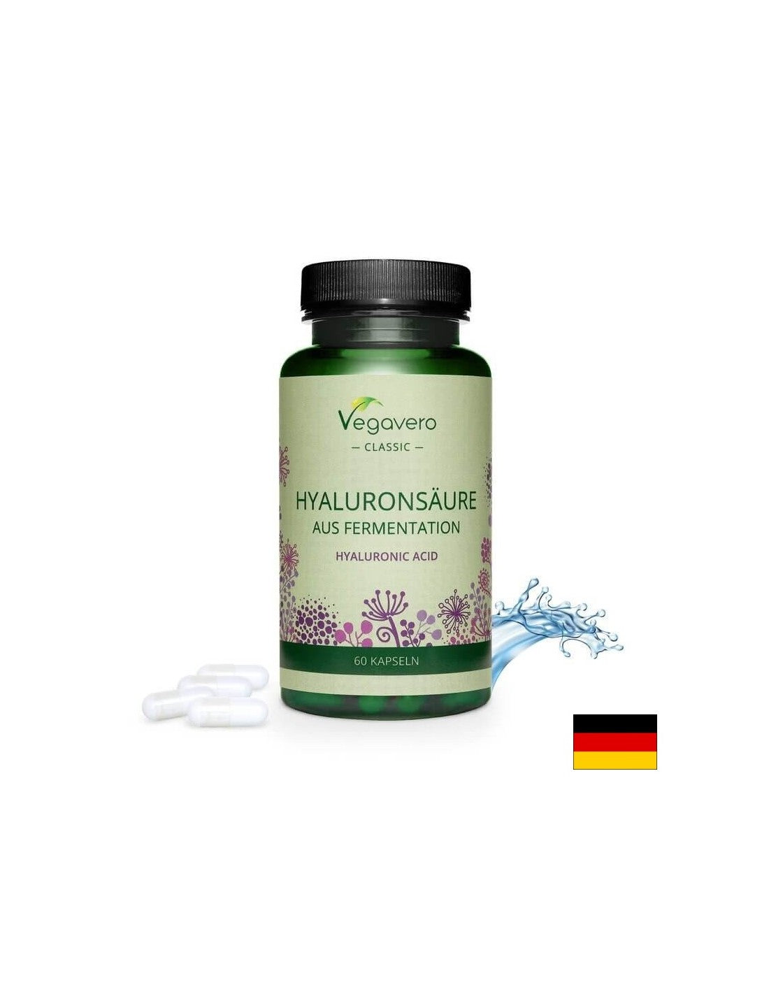 Hyaluronsӓure/hialuronska kislina, 60 kapsul, 100% veganska <tc>Vegavero</tc>