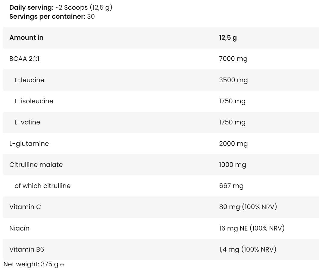 Ice BCAA | z L-glutaminom in L-citrulinom-375 gramov