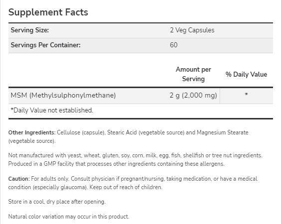 MSM 1000 mg - 240 kapsul