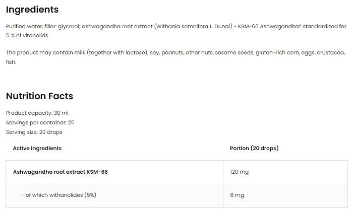 KSM-66 Drops Ashwagandha | Ashwagandha koreninski ekstrakt 30 ml