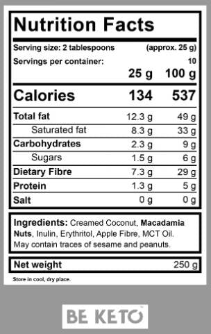 Keto krema | Macadamia + MCT - 250 gramov