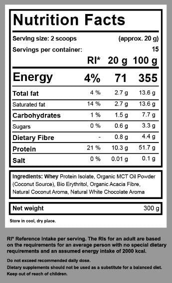 Keto Whey izolat + mct - 300 gramov