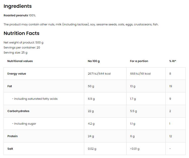 100% arašidovega masla v prahu 500 gramov
