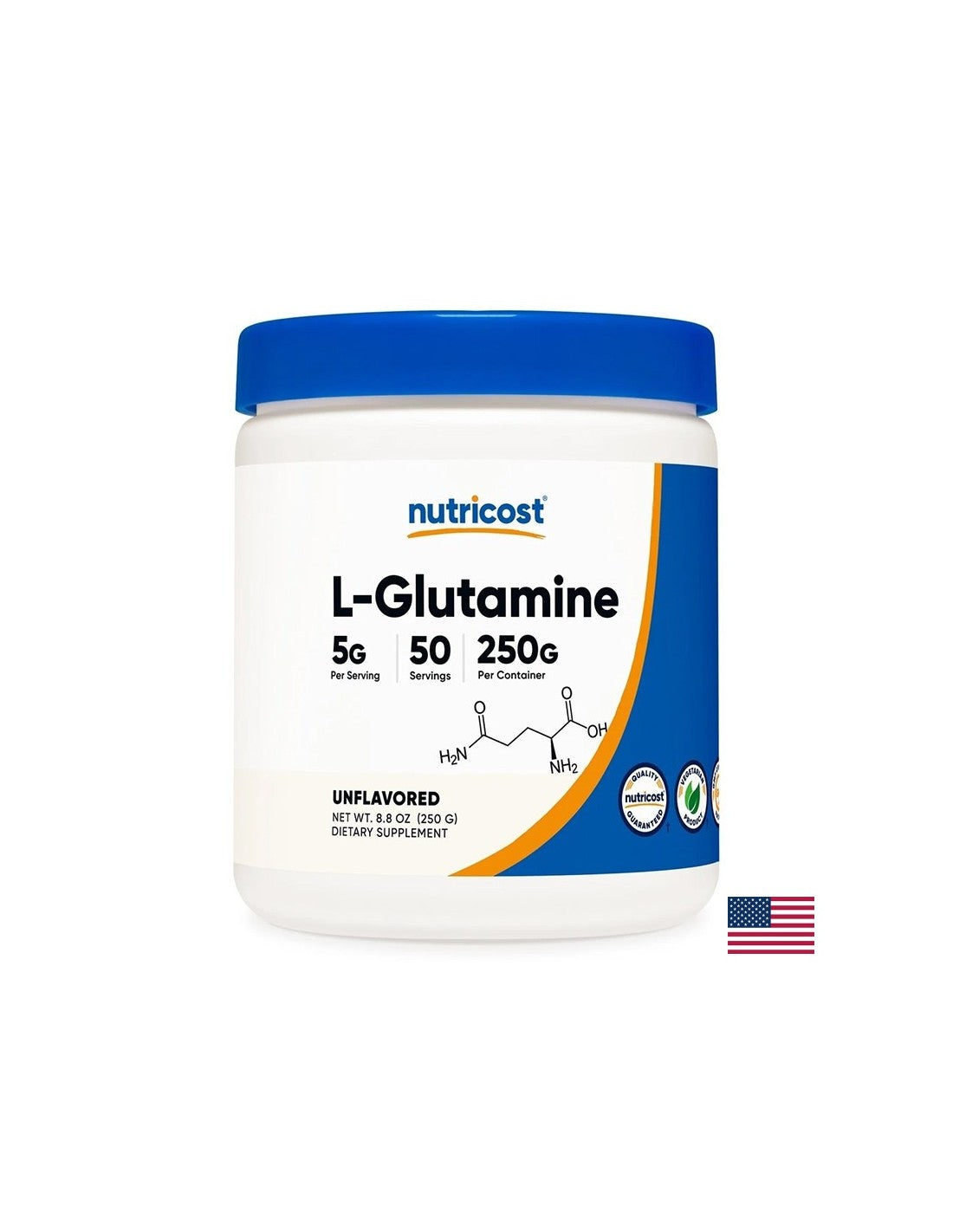 Za podporo mišične in črevesne funkcije - L -glutamin, 5 gx 250 g prahu