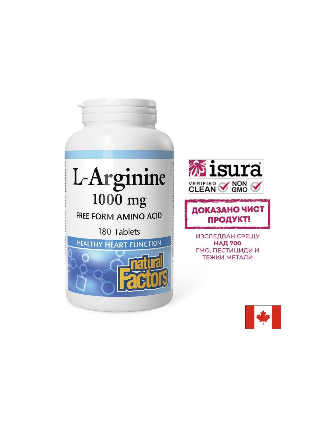 Energy - L-arginin, 1000 mg x 180 tablet <tc>Natural Factors</tc>