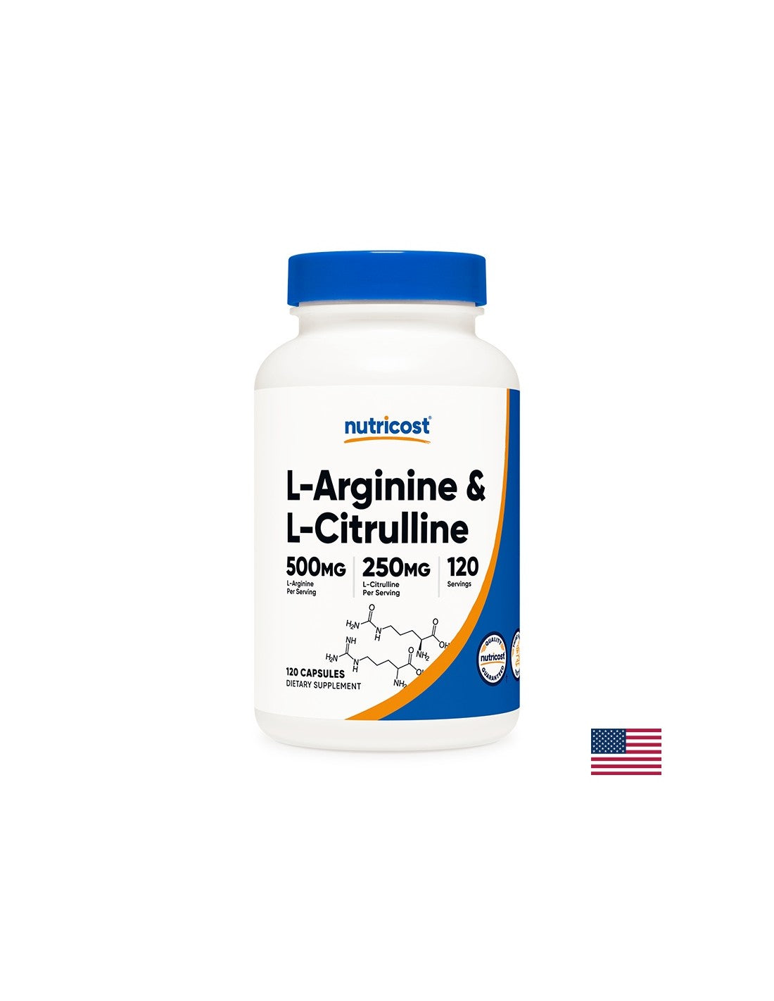Tonus in energija - L-Arginin + L-Citrulline (L-Arginine + L-Citrulline), 550 mg + 250 mg/120 kapsul <tc>Nutricost</tc>