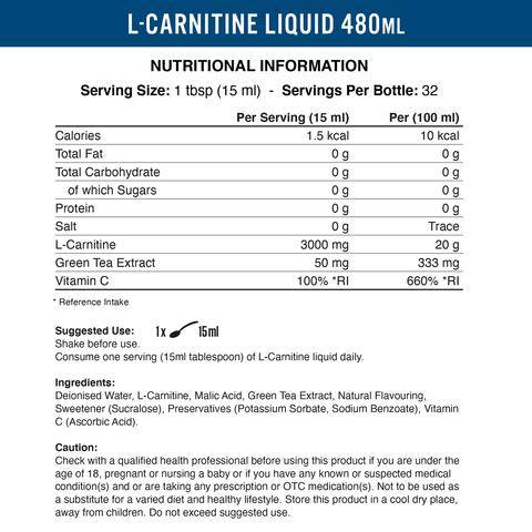 L -karnitin tekočina 3000 z zelenim čajem - 480 ml