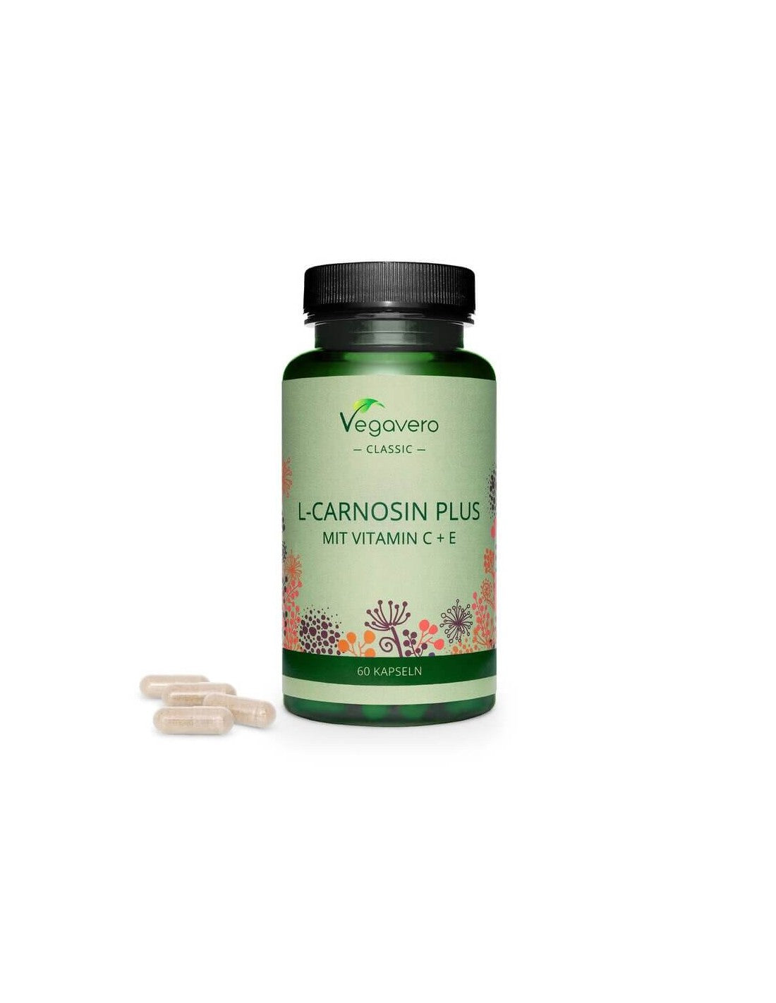 L-Carnosin plus mit Vitamin C+E/ L-Carnosin Plus Vitamin C+E 60 kapsul, 100% Vegan <tc>Vegavero</tc>
