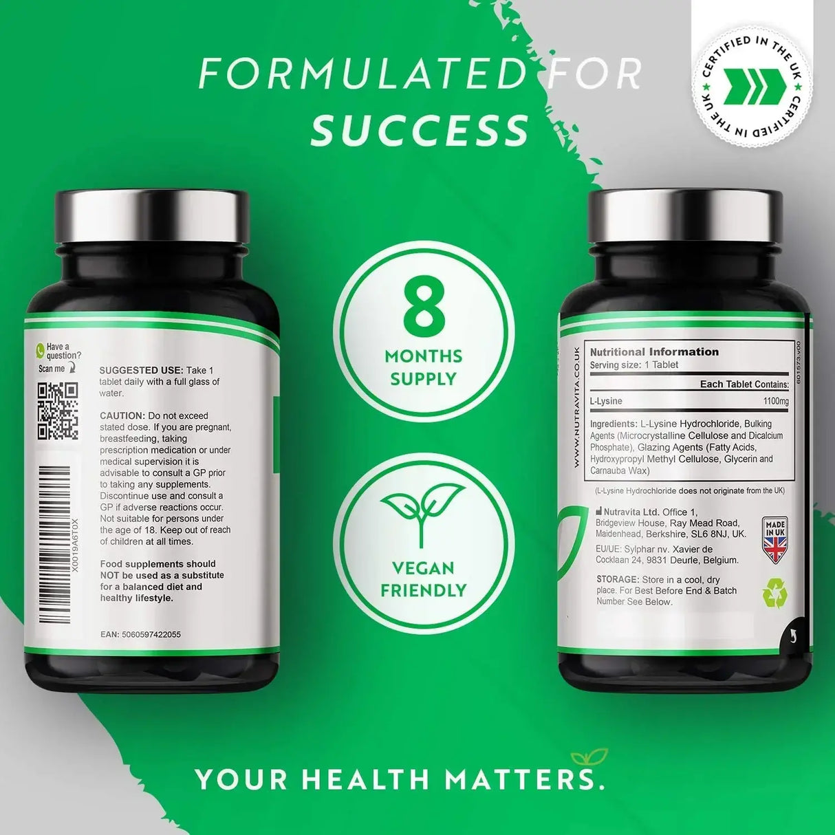 L-Lysine 1100mg 240 Veganske tablete