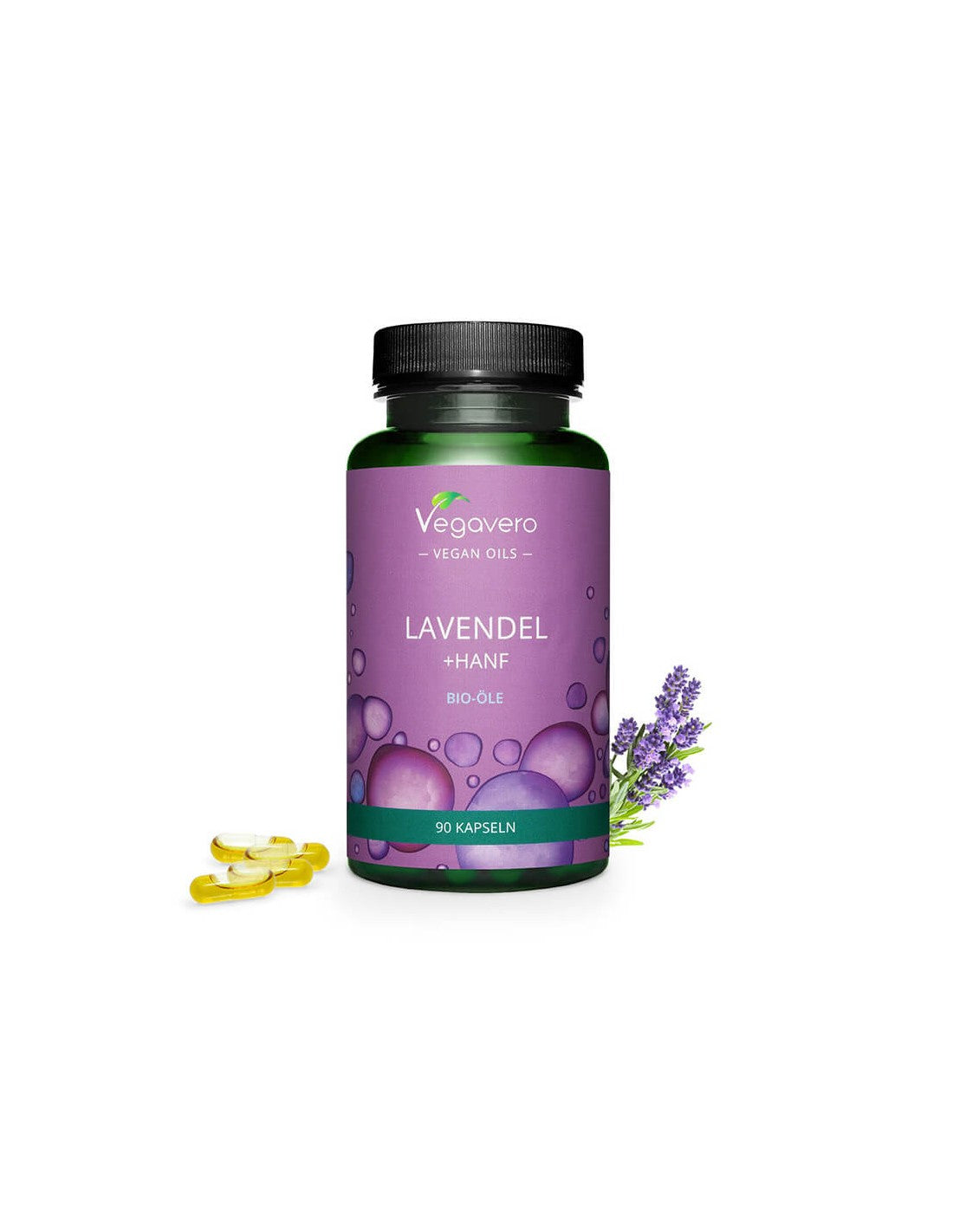 Lavendel + Hanf Bio-öle - Organsko olje sivke in konoplje, 90 kapsul <tc>Vegavero</tc>