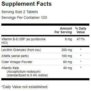 Lecithin, Kelp, B -6 in jabolčni kis 428 mg - 240 tablet