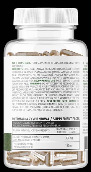 Lion's Mane 500 mg / Vege 60 kapsul