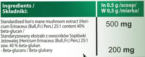 Levja griva v prahu 25: 1 500 mg - 30 gramov