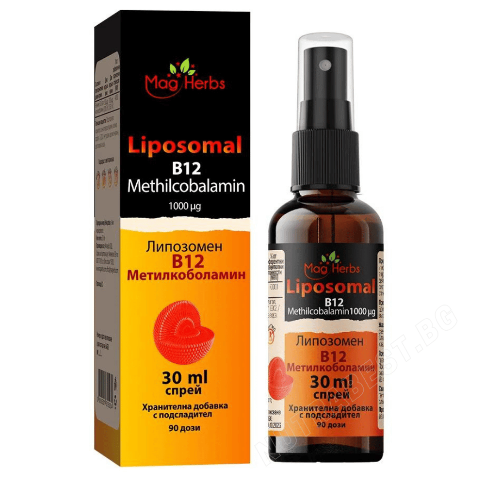 Liposomski vitamin B12 v spreju Metilkobalamin 1000 µg <tc>MagHerbs</tc> /30 ml, 90 odmerkov/
